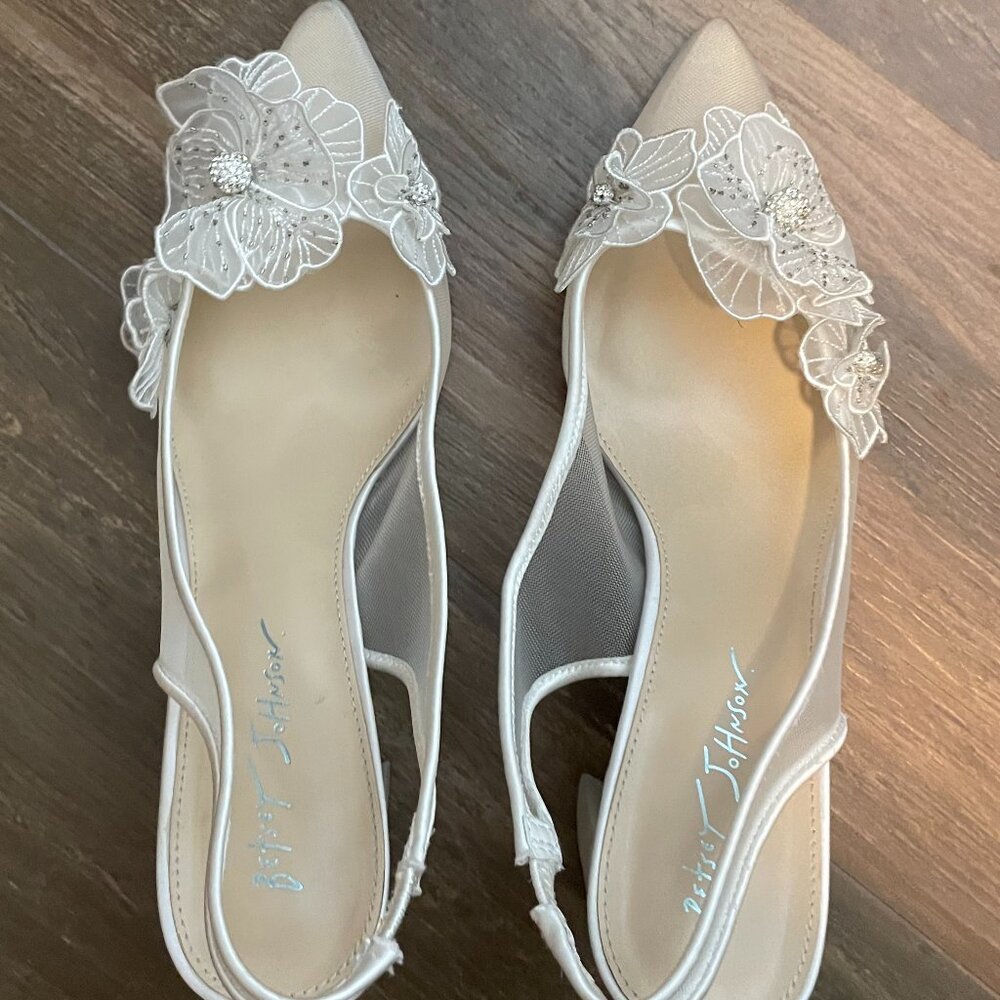 Size 11, Betsy Johnson Ivory Wedding Shoes